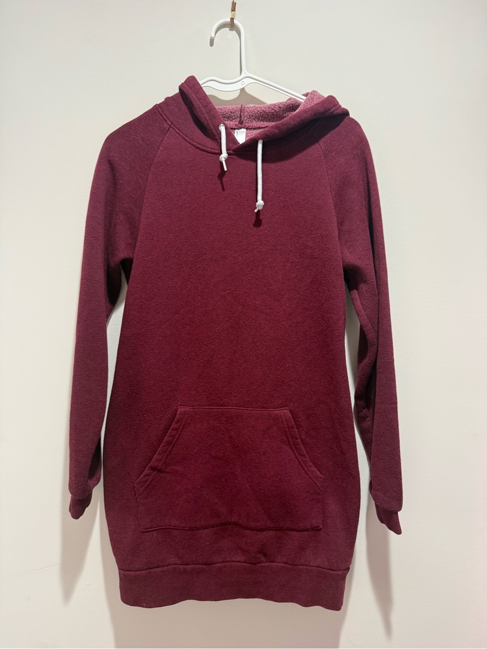American Apparel Burgundy Hooded Sweatshirt Dress